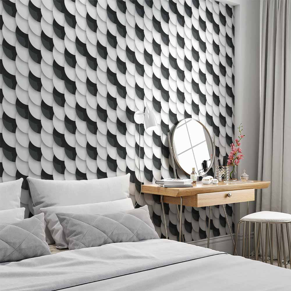 Papel De Parede Adesivo 3d Branco E Preto Quarto E Sala Cool Defacile