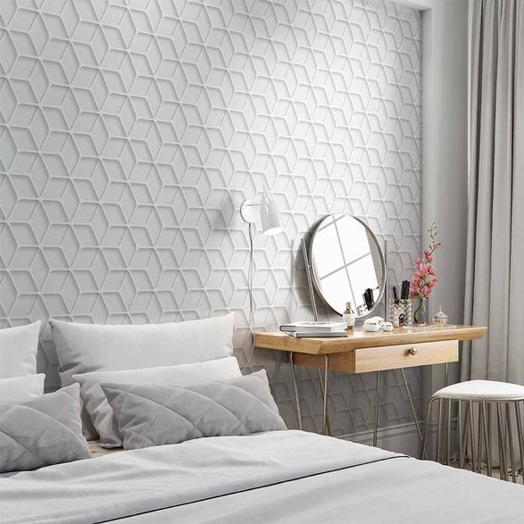 Papel De Parede Adesivo 3d Quarto De Solteiro Linhas Defacile