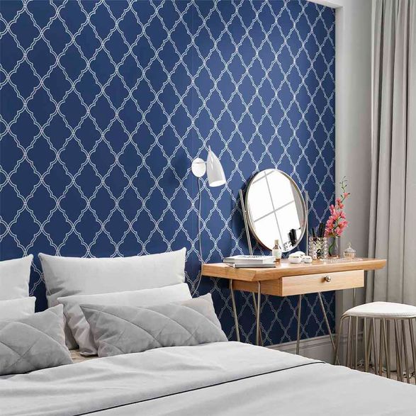 Abstrato europeu geometria azul xadrez papel de parede mable moderno e  minimalista sala estar quarto 3d