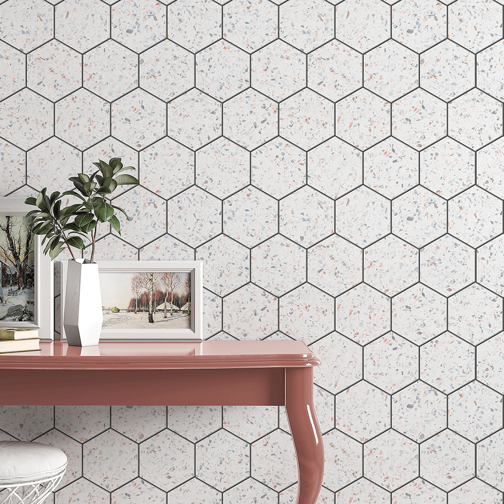 Papel De Parede Geométrico Autocolante Hexágonos Colmeia Granilite ...