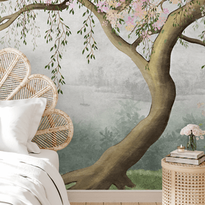 Quarto-decorado-com-Painel-Fotografico-Adesivo-Arvore-Cerejeira Quarto-decorado-com-Painel-Fotografico-Adesivo-Arvore-Cerejeira