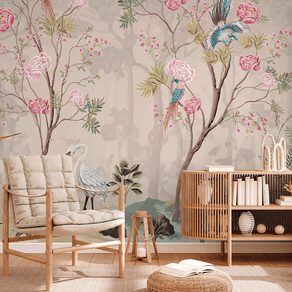 Sala-decorada-com-Painel-Fotografico-Adesivo-Jardim-Encantado Sala-decorada-com-Painel-Fotografico-Adesivo-Jardim-Encantado