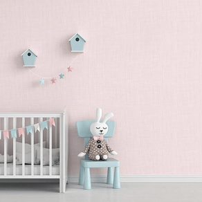 Quarto-com-papel-de-parede-linho-rosa-claro Quarto-com-papel-de-parede-linho-rosa-claro