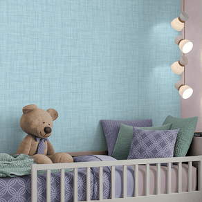 Quarto-infantil-com-papel-de-parede-linho-azul Quarto-infantil-com-papel-de-parede-linho-azul
