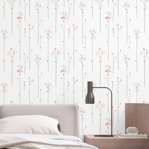 Quarto-com-papel-de-parede-flores-rosa Quarto-com-papel-de-parede-flores-rosa