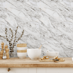 Cozinha-com-papel-de-parede-marmore-carrara
