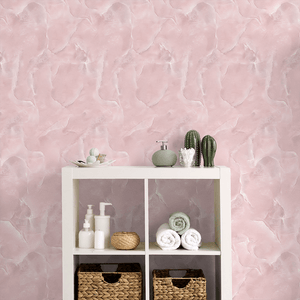 Quarto-com-papel-de-parede-marmore-coralito