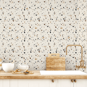 Cozinha-com-papel-de-parede-granilite-praia Cozinha-com-papel-de-parede-granilite-praia