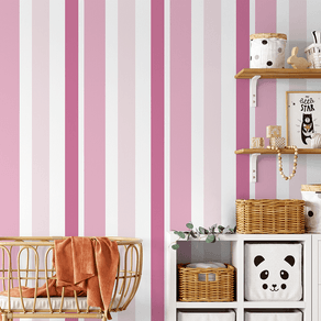 Quarto-infantil-com-papel-de-parede-listrado-rosa Quarto-infantil-com-papel-de-parede-listrado-rosa