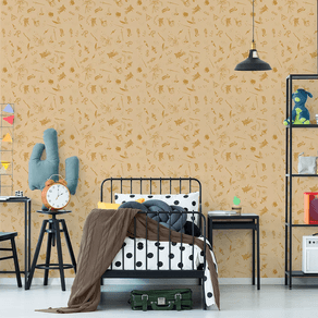 Quarto-com-papel-de-parede-harry-potter-lufa-lufa Quarto-com-papel-de-parede-harry-potter-lufa-lufa