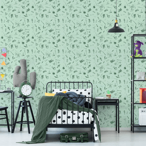 Quarto-infantil-decorado-com-papel-de-parede-harry-potter-sonserina Quarto-infantil-decorado-com-papel-de-parede-harry-potter-sonserina