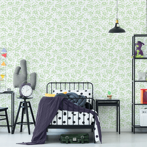 Quarto-com-papel-de-parede-gamer-verde Quarto-com-papel-de-parede-gamer-verde