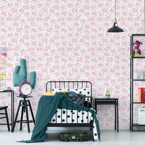 Quarto-infantil-com-papel-de-parede-gamer-rosa Quarto-infantil-com-papel-de-parede-gamer-rosa