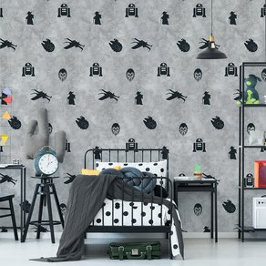Quarto-infantil-com-papel-de-parede-star-wars-cimento-queimado Quarto-infantil-com-papel-de-parede-star-wars-cimento-queimado