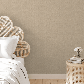 Quarto-com-papel-de-parede-texturizado-linho-bege Quarto-com-papel-de-parede-texturizado-linho-bege