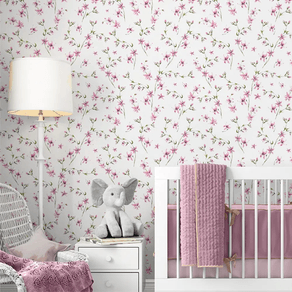 Quarto-infantil-com-papel-de-parede-texturizado-floral Quarto-infantil-com-papel-de-parede-texturizado-floral
