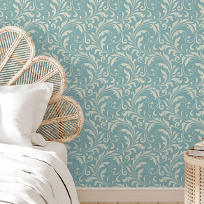 Quarto-com-papel-de-parede-texturizado-arabesco-vintage Quarto-com-papel-de-parede-texturizado-arabesco-vintage